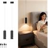 KZT 2 Pezzi Lampada a Sospensione Ricaricabile LED 3000K Camera da Letto Lampadario Touch Dimmerabile Lampadario Soffitto, Batteria 1800 mAh, Regolabile in Altezza, Lampadario Moderna Cilindro, 11cm