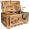 Kistenkolli Altes Land Hugo - Cassapanca Cassetta di Legno Fiammato con Coperchio, 50 x 36 x 26 cm