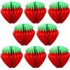 TSHAOUN 8 Pezzi Decorazioni per Feste di Fragole, Pom Pom di Carta Fragola Palla a Nido D'ape Alla Fragola per Feste, Decorazione del Giardino, Compleanni, Natale, Decorazione Della Stanza (Rosso)