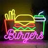 YUEYYNS Hamburger Insegna al Neon Luci al Neon a LED a Forma di Patatine Fritte e Bevande Insegna al Neon per Burger, Ristoranti, Abitazioni, Bar e Fast Food Interruttore Dimmerabile