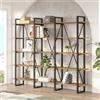 LBSIGN Libreria A Parete Stile Industrial 220x34x180 Cm 5 Ripiani Milano Rovere