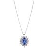 Gioielli di Valenza Collana contorno in oro bianco 18k con zaffiro blu e diamanti