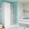Dmora Guardaroba 2 Ante Downey, Armadio per Camera da Letto, Mobile con Barra Appendiabiti e 3 Ripiani, 120x50h200 cm, Cemento e Bianco