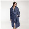 Caleffi Accappatoio Con Cappuccio In Cotone Soft XL Spugnissima Tinta Unita Blu Notte Caleffi