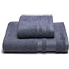 Caleffi Asciugamano Con Ospite In Cotone Soft Standard Spugnissima Tinta Unita Blu Notte Caleffi