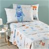 Caleffi Completo Lenzuola In Cotone Teddy Singolo Caleffi Kids Ragazzo Ghiaccio Caleffi