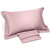 Caleffi Completo Lenzuola In Raso Di Cotone Raso Matrimoniale Dreaming Tinta Unita Rosa Caleffi