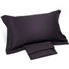 Caleffi Completo Lenzuola In Raso Di Cotone Raso Matrimoniale Dreaming Tinta Unita Black Caleffi