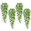 Whonline 4 piante artificiali da appendere, 1,9 m, finto pothos con 162 foglie ciascuna, edera artificiale per camera da letto, parete, portico, giardino, decorazione per la casa (senza cesto)