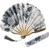 KASESSS Ventaglio Bambu, Ventaglio Pieghevole Cinese, Tasca Ventilatore a Mano, Ventagli Pieghevoli per Donna, Vintage ventaglio con Nappe con Sacca Portaoggetti per Ballo Festa Cosplay Raffreddamento