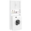 Yaheetech Mobile per Lavatrice Mobiletto da Terra sopra WC Scaffale sopra Toilette con Ripiano e Ante Organizzatore Bagno Design Moderno 75 x 23 x 180 cm