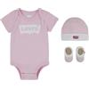 Levi's Classic Batwing Infant Hat Bodysuit Bootie Set 3pc Tutina per bambino e neonato Unisex - Bimbi 0-24