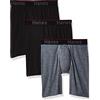 Hanes - Boxer da Uomo, 3 Pezzi, Elastici, Aderenti, Supporto Totale, con Conchiglia, Disponibili in Taglia Regolare e a Gamba Lunga, Gamba Lunga Grigia/Nera, Medium