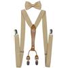 Doloise Bretelle da uomo Bowtie Set Elastico Y Forma Stile Donne Bretelle Papillon Per Matrimonio & Eventi Formali, cachi, ons size