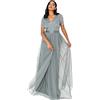 Maya Deluxe Maxi Abito da Damigella d'Onore a Maniche Corte Donna Vestito
