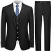 Cooper & Nelson Completo da Uomo Aderente, 3 Pezzi, Giacca a Tinta Unita con Un Bottone, Pantaloni, Gilet e Cravatta, Set da Smoking, Nero, S