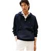 Tommy Hilfiger Uomo Felpa con Cappuccio e Zip Mix Media 1/4 Zip Tasca a Marsupio Chiudibile, Blu (Desert Sky), XL