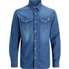 Jack & Jones S JJESHERIDAN Shirt L/S Camicia in Jeans, Blu (Medium Blue Denim Fit:Slim), Large Uomo