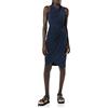 Amazon Essentials Vestito Effetto Portafoglio con Collo Ritorto e Incrocio Smanicato Donna, Blu Marino, M