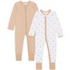 Bramble & Bear Confezione da 2 Tutine per Bambini e Bambine - Pigiami in Cotone Biologico - Tutine con Zip Intera e Facile Accesso