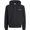 JACK & JONES Jjcollege Logo Sweat Zip Hood Pls, Nero, 5XL Uomo