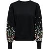Only Onlbrooke L/S O-Neck Flower Swt, Felpa Donna, Black/Print:Sleeve Flower, XS