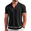 Coofandy Camicia da Uomo a Maniche Corte, Casual, con Bottoni, Stile Vintage, a Righe, per Golf, Spiaggia, Nero, XL