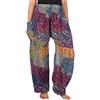 Lofbaz Donna Colorato Pavone Stampato Boho Pantaloni Viola XL