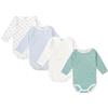 BABIDU | Set 4 Body Neonato Manica Lunga Apertura Spalla - 100% Cotone, Morbidi e Traspiranti - Unisex Bambino e Bambina, Facile da Indossare, Made in Europe