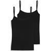 Schiesser Modal Essentials - Confezione da 2 Canottiere da Donna, Nero, 42