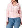 Juicy Couture Felpa da Donna in Pizzo Madison con Cappuccio e Cerniera in Velluto, Juicy Pink, S
