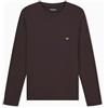 Emporio Armani T-Shirt Girocollo da Uomo in Morbido Modal a Maniche Lunghe, Marrone, vestibilità Aderente L, Marrone, L