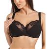 Teyli Reggiseno Allattamento Donna con Ferretto Spalline Regolabili - Reggiseni maternità Cotone Finiture in Pizzo - Reggiseni maternità Nero 2D