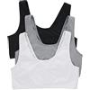 Hanes Pack, Cotton Scoopneck Bralette, Low-Impact Sports Bra, 3-Pack Reggiseno, Opaque, Nero/Calcestruzzo Heather/Bianco, XS (Pacco da 3) Donna