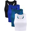 BOAO 4 Canottiere da Donna, Senza Maniche, con Schiena Incrociata, Nero, Bianco, Blu Pavone, Blu Reale, L