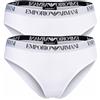 Emporio Armani Woman's Essential Cotton - Slip da Donna, Confezione da 2, Colore Bianco, XS, Bianco/Bianco, XS