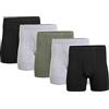 Gildan Underwear Covered Waistband Boxer Briefs, Multipack Corti, Nero/Grigio mélange/Verde Militare (Confezione da 5), XL (Pacco da 5) Uomo