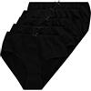 Ulla Popken Slip Midi in Confezione da Cinque Pezzi in Tinta Unita Nero 46+ 710201100-46+