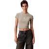 Calvin Klein Donna T-Shirt Maniche Corte Monologo Baby Rib Slim Fit, Beige (Shadow), M