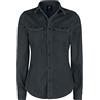Brandit Girls Vintage Shirts Longsleeve Donna Camicia Maniche Lunghe Nero 100% Cotone Regular