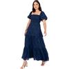 Lovedrobe Women's Maxi Dress Ladies Square Neckline Puff Sleeve Tiered Hem Floral Chiffon Shirred A-Line Tie Back Milkmaid Dress Donna (Pacco da 1)