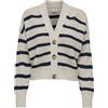 ONLY ONLCAROLNICE Stripe Cardigan Knt Noos, Maglione Cardigan Donna, Pumice Stone/Stripes:Navy Blazer,