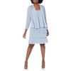 S.L. Fashions Mother of The Bride Tiered Jacket Dress with Shoulder Embellishment Vestito per Occasioni Speciali, Ortensia, 46 Donna