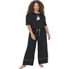 Trendyol Donna con Slogan Tessuto Plus Size Pigiama Set, Nero, 4XL (Pacco da 2)