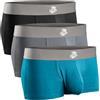 RM Real Men Boxer (Confezione da 3), D Pouch 3 3 Pack - Nero Blu Grigio, XL
