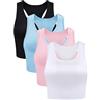 BOAO 4 Pezzi Reggiseni Sportivo Canotte di Base Smanicato Racerback Crop Reggiseni in Cotone per Donna?Nero, Bianco, Blu, Rosa, M?
