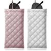 COMF-PRO Custodia per occhiali da sole con chiusura a pressione, portatile, in morbida pelle PU, confezione da 2, Rosa-bianco., Medium