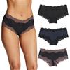 Maidenform, Biancheria Intima Hipster da Donna, Slip a Vita Bassa, Mutandine Hipster in Pizzo Smerlato, Confezione da 3, XX-Large