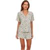 Coco Brands Pamaja Set da Donna - 2 Pezzi Peanuts Snoopy Pantaloncini Maniche abbottonatura Top e Pigiama Shorts Set per Donna (S-XL), Grigio mélange/Snoopy Daisy, L