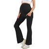 HEGALY Leggings Premaman Svasati sopra la Pancia, Pantaloni Casual da Yoga per Gravidanza con Tasche Morbidi e burrosi, Nero, L
